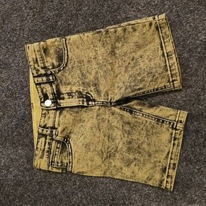 Stella McCartney Kids Yellow Stone Washed Denim Jean Shorts